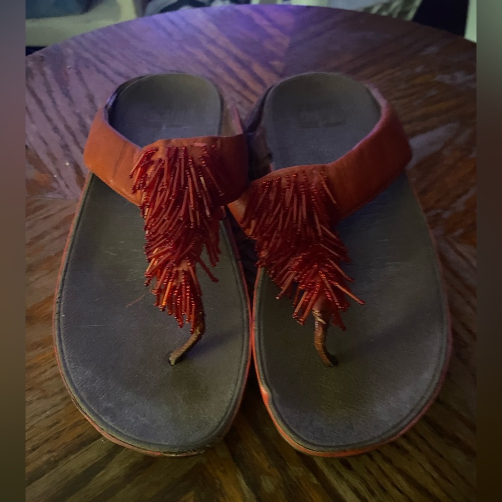 FitFlop Dual-Tone Sandals in Brown and Orange women size 7